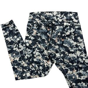 Lululemon Wunder‎ Under Leggings Womens Size 10 Black White Spring Bloom Floral